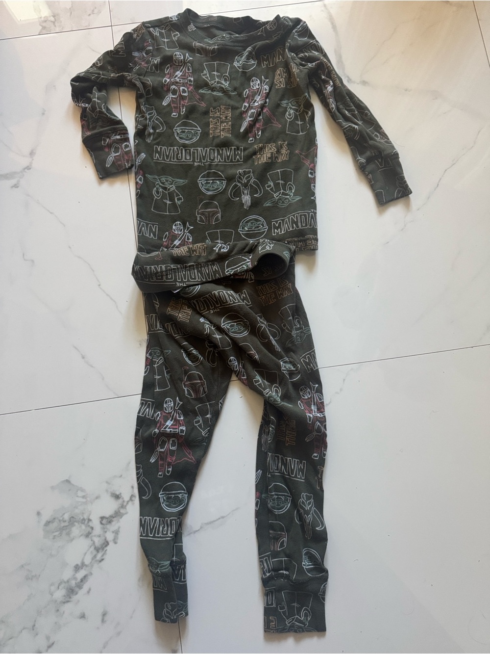 GAP Olive Green Star Wars Mandalorian Print Kids Pajama Set